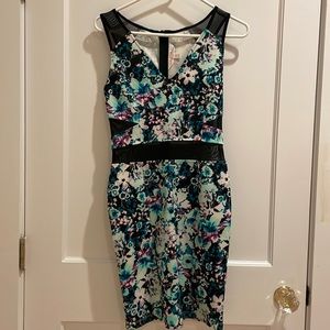 Floral Scuba Bodycon Dress, XS